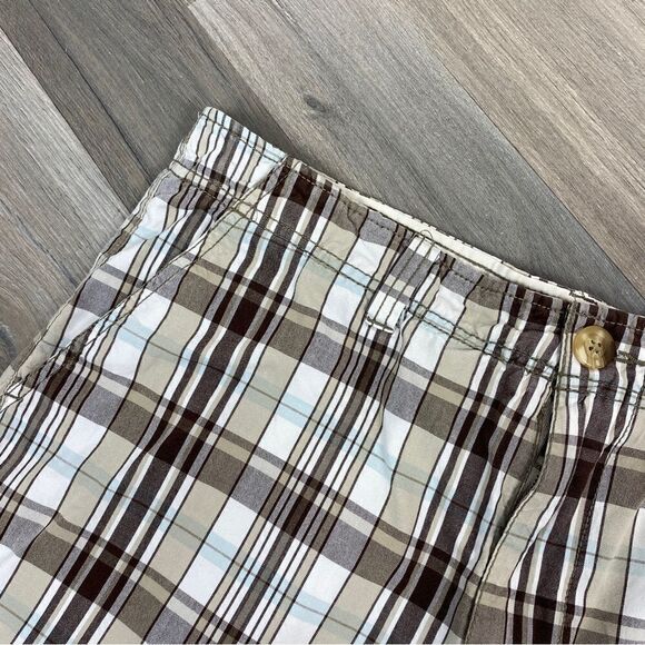 Foot Locker Plaid Bermuda Chino Shorts Cream Brown 36 - Picture 4 of 7